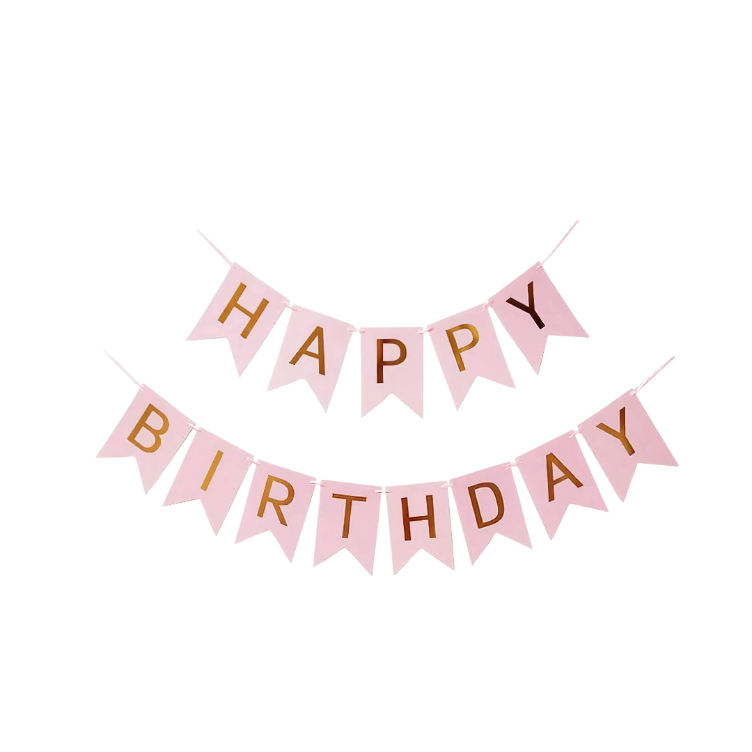 PASTEL BUNTING HAPPY BIRTHDAY BANNER - PINK