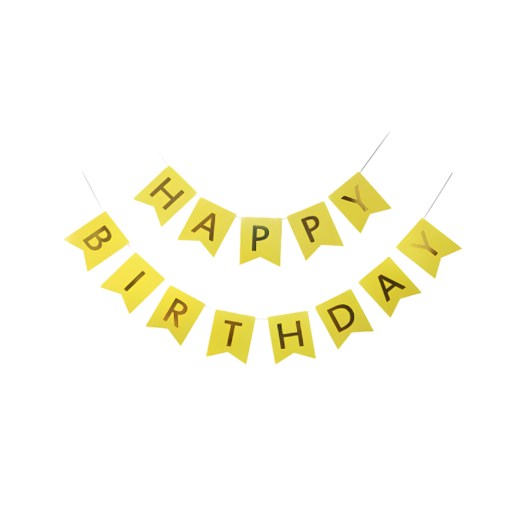 PASTEL BUNTING HAPPY BIRTHDAY BANNER - YELLOW