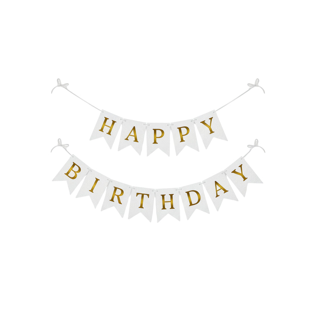 WHITE TEXTURED AND GOLD HAPPY BIRTHDAY BANNER