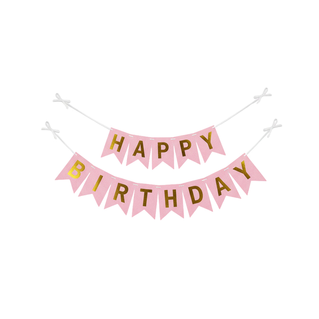 BABY PINK PENNANT AND GOLD HAPPY BIRTHDAY BANNER