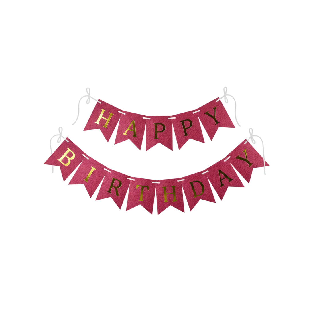 MAGENTA GLITTER TEXTURED AND GOLD HAPPY BIRTHDAY BANNER