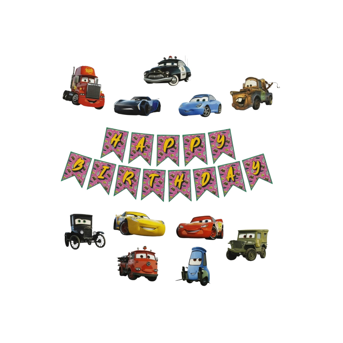 CAR THEME HAPPY BIRTHDAY BANNER
