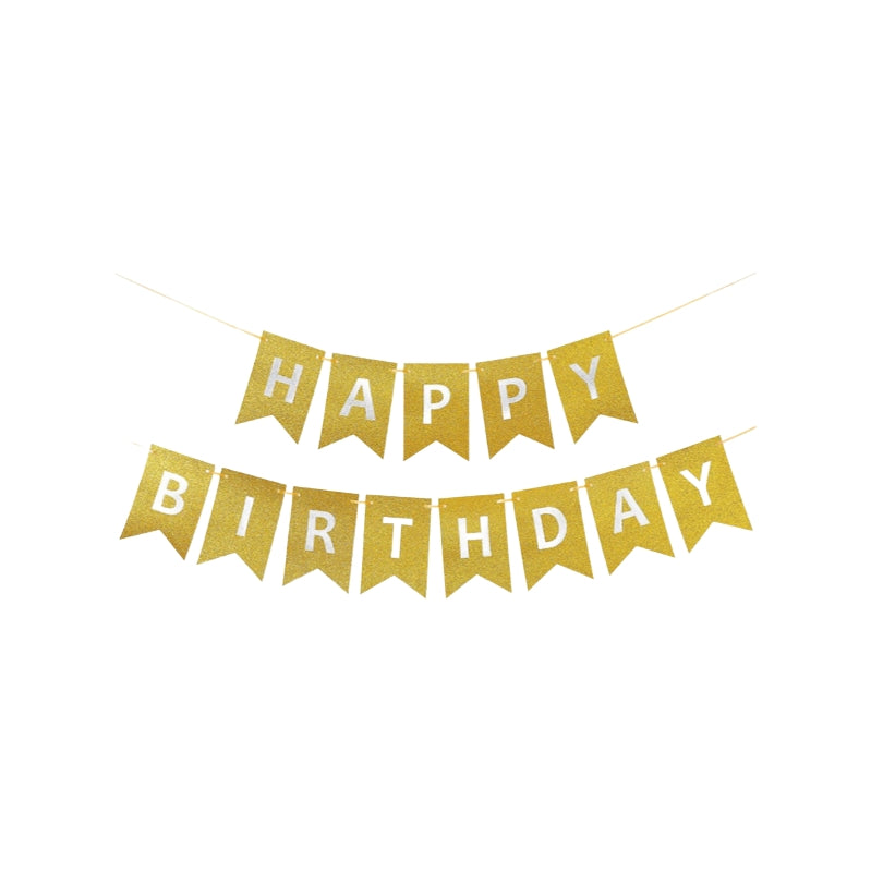 GLITTER HAPPY BIRTHDAY  BUNTING BANNER - GOLD