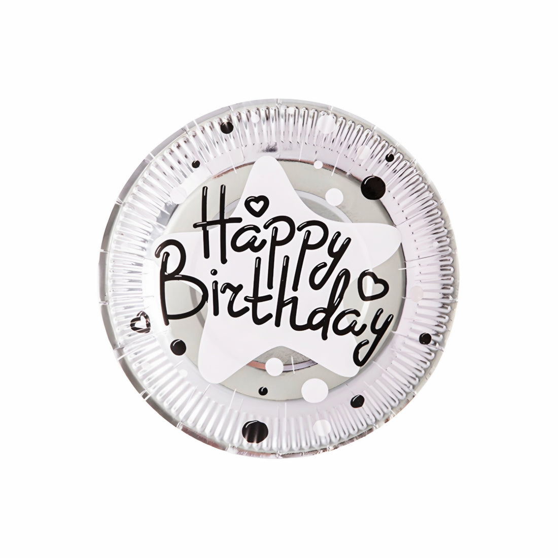 10 PCS HAPPY BIRTHDAY PLATES-SILVER