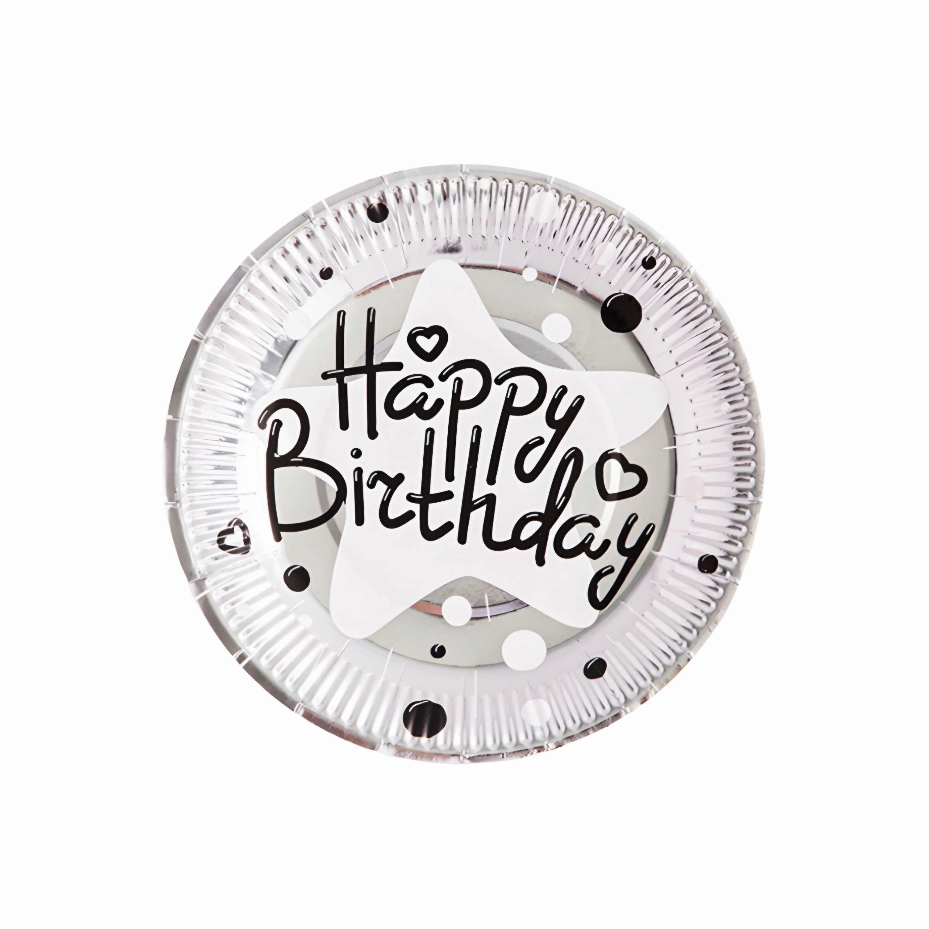 10 PCS HAPPY BIRTHDAY PLATES-SILVER